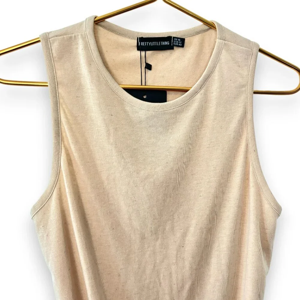 NWT! PrettyLittleThing Speckled Sand Tank Top Bodysuit - Picture 3 of 7